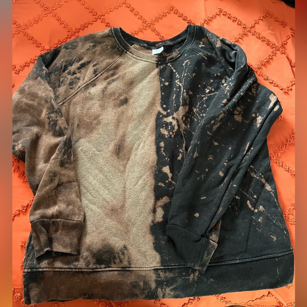 Tie-Dye Crew Neck Sweater - Black and Brown
